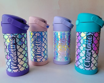 Personalized Mermaid Kids Water Bottle: Insulated Stainless Steel with Straw