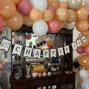 Custom Book Themed Birthday Banner | Next Chapter Banner | Black and White Book Birthday Banner | Bookish Party Decor | Bookworm, Book Lover