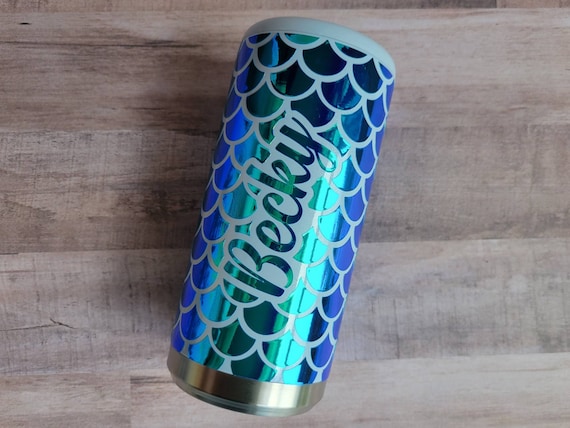 Holographic Skinny Can Cooler, Slim Can Cooler, Personalized Huggie,  Seltzer Slim Can, Hard Seltzer Cooler, Mermaid Print Slim Can Cooler 