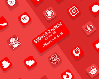 500+ högupplösta minimalistiska rena iOS-ikoner | iPhone iOS 14-appestetik | Gratis ikonförfrågningar | Röd, vit