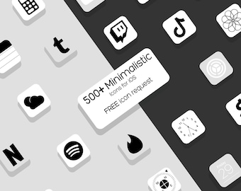 500+ högupplösta minimalistiska rena iOS-ikoner | iPhone iOS 14-appestetik | Gratis ikonförfrågningar | Vit, svart