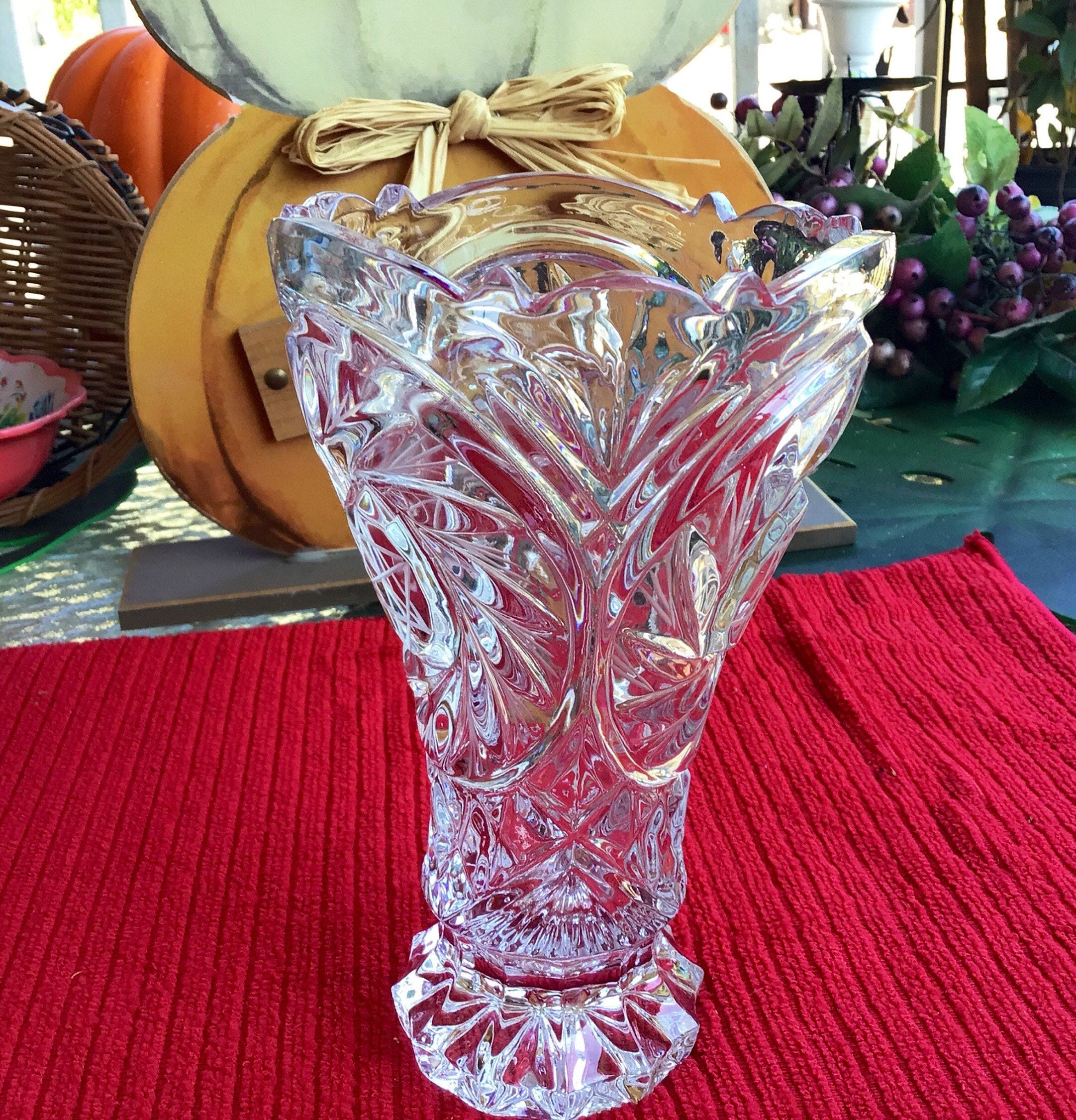 Vintage Crystal Vase Pinwheel Crystal Vase Vintage Crystal Etsy