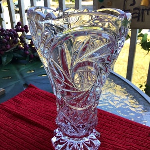 Vintage Pinwheel Crystal Vase: 1960s Decorative Glass