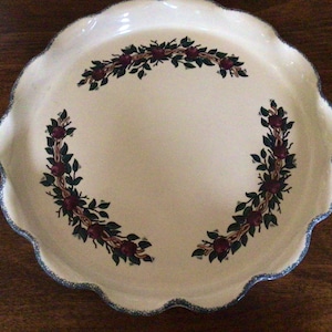 Large Stoneware Pie Plate, Vintage Apple Pie Plate, Large Decorative Pie Plate, Farmhouse Decor, Pie Baking Dish