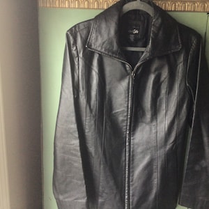 Black Leather Jacket Size S, Motorcycle Jacket, Vintage Woman Leather Jacket, Tailored Leather Jacket, Stylish Leather Jacket,