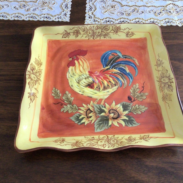 Rooster Serving Platter, Vintage Rooster Serving Platter, Decorative Serving Bowl, Unique Serving Platter, Rooster Decor, Ceramic Platter