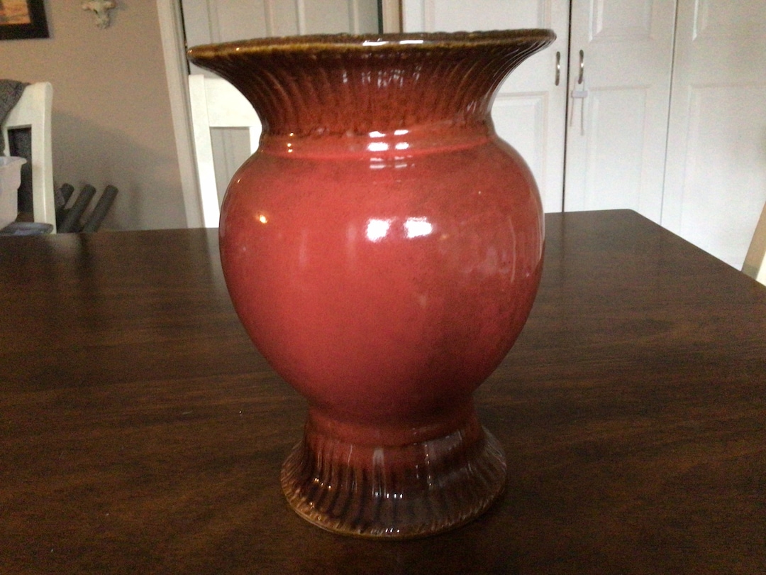 Vintage Ceramic Red Vase Decorative Ceramic Dark Red Vase Etsy