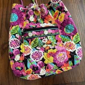 Vera Bradley Va Va Bloom Drawstring Backpack, Vera Bradley Small Backpack, Vera Bradley Gym Backpack, School Backpack, Gift for daughter