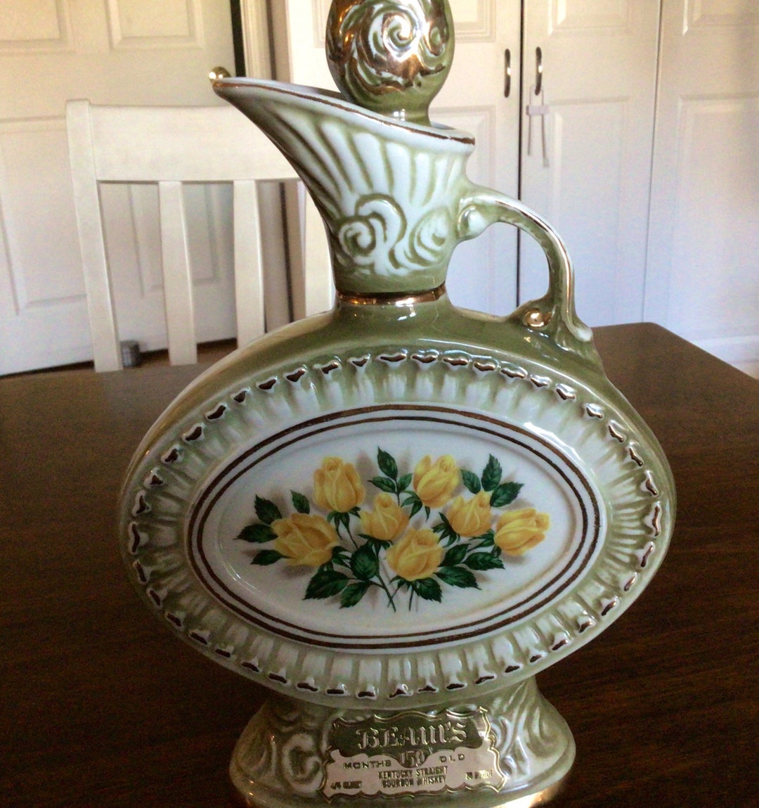 Vintage Jim Beam Yellow Rose Decanterwhiskey Decanter for Etsy