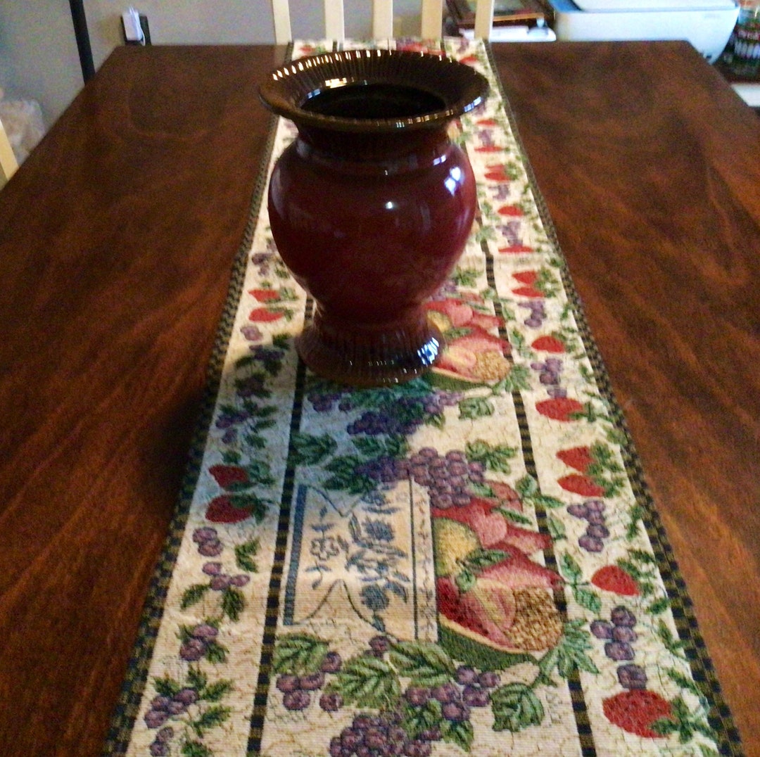 Vintage Fruit Table Runner Tapestry Table Runner Fruit Etsy