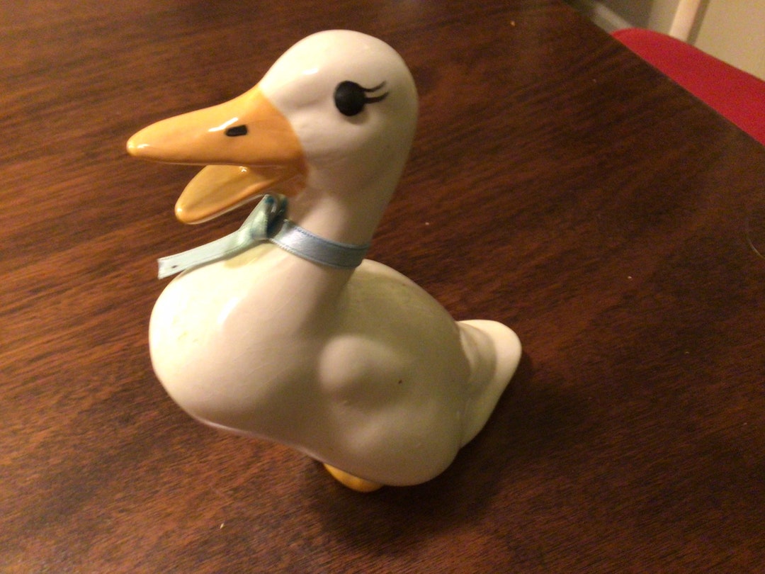 Vintage Ceramic White Duck Figurine Ceramic Duck Knick Etsy