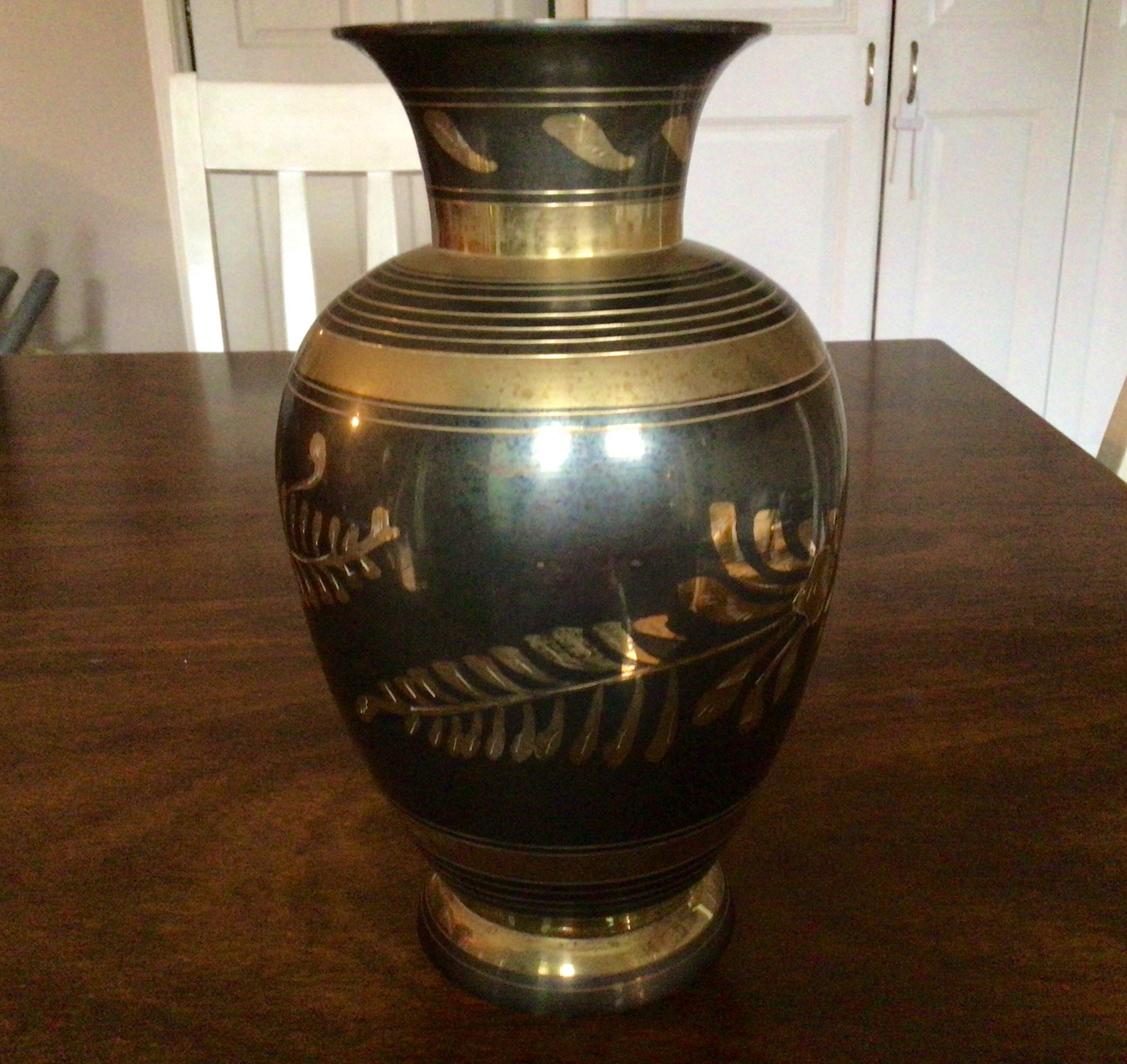 Vintage Brass Vase Vintage Etched Brass Vase Made in India Etsy