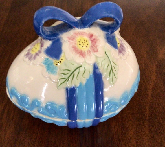 Large Ceramic Egg Candy Dish Vintage Ceramic Egg Easter Etsy
