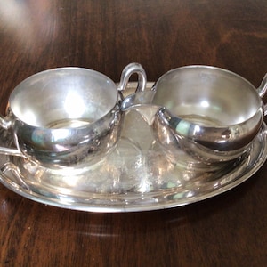 Silver over Copper Sugar and Creamer Set, Silver Sugar and Creamer Set,  Collectible Sugar and Creamer Set, Pretty Creamer and Sugar Set