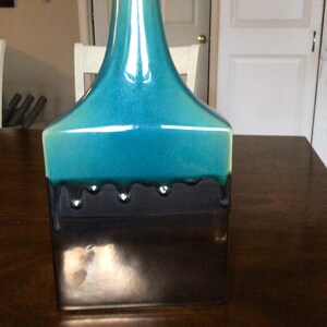 Blue Ceramic Vase, Modern Vase, Blue and Black Vase, Decorative Blue Vase, Unique Blue and Black Vase, Gift for Cousin, Gift for Aunt,