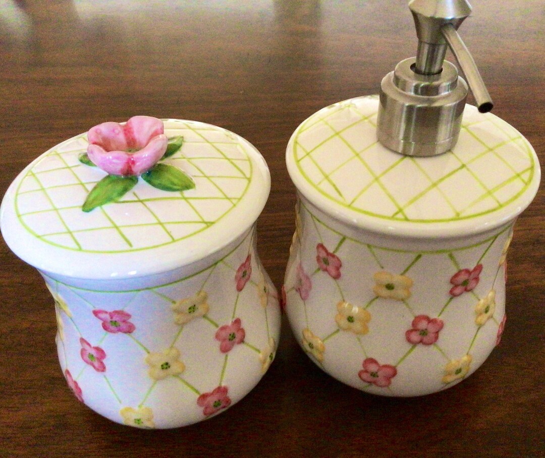 Vintage Longaberger Pottery Soap Dispenser With Matching Etsy