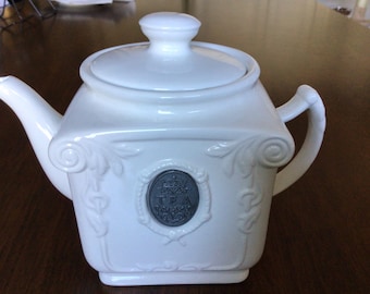 Vintage White Porcelain Teapot: Unique Decorative Tea Pot