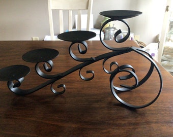 Wrought Iron 4 Tier Candle Holder, Candelabra 4 Pillar Candle Holder, Fire Place Decor, Wedding Table Center Piece, Cast Iron Candle Holder,