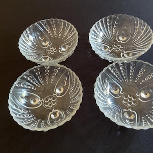 Set of 4 Vintage Anchor Hocking Footed Dessert Bowls, Burple Pearl Pattern Dessert Dishes, Glass Ice Cream Bowls, Footed Dessert Dishes,
