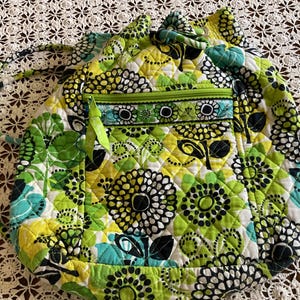 Vera Bradley Lime’s Up Drawstring Backpack, Vera Bradley Small Backpack, Vera Bradley Gym Backpack, School Backpack, Gift for Granddaughter,