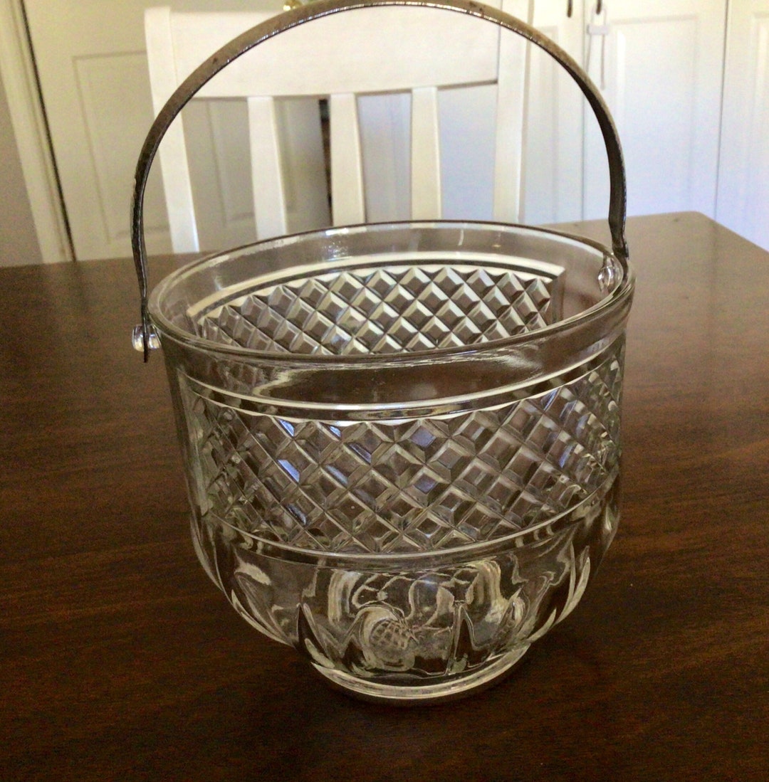 Crystal Ice Bucket, Vintage Ice Bucket, Ice Bucket With Handle