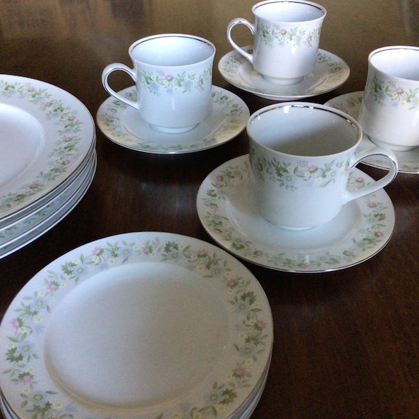 20 pieces Set of 4 Johann Haviland Forever Spring made in Bavaria Germany, Including Cups Saucers Dessert Bowls Bread Plates Dinner Plates