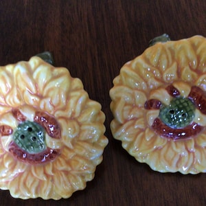 Sunflower Salt and Pepper Shaker, Vintage Salt and Pepper Shaker, Ceramic Salt and Pepper Shaker, Unique Salt and Pepper Shaker
