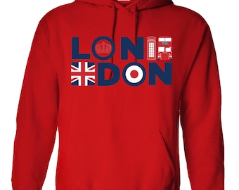 Personalized London Print Hoodie: Custom British Gift