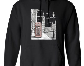 Big Ben & Phone Booth Hoodie: London Landmark Graphic