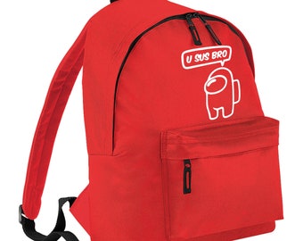 Among Us Kids Backpack: U Sus Bro Gamer School Bag