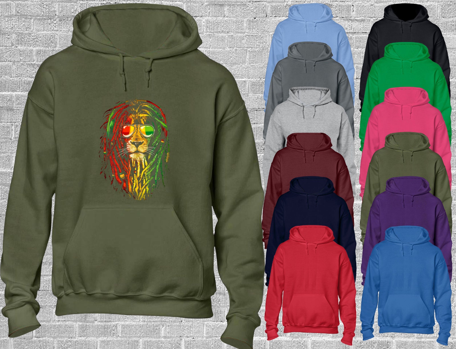 Clothing Gender-Neutral Adult Clothing Hoodies & Sweatshirts Hoodies Vintage 80’s Reggae Beat Hoodie One World One Love One Beat Hoodie Pullover Rasta Reggae Hoodie 