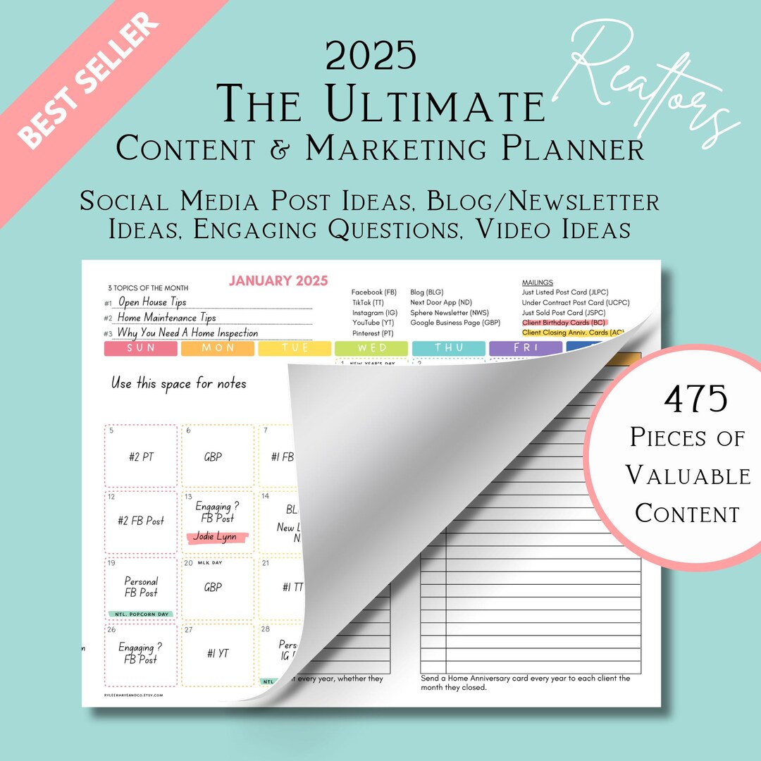 2025 Realtor Content Calendar social Media Planner for Real Estate 2025 Realtor Content Calendar social Media Planner for Real Estate
