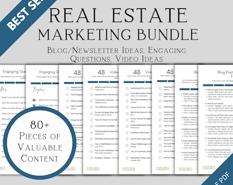Realtor Marketing Content Bundle, Blog, Video & Engagement Ideas for Social Media Marketing