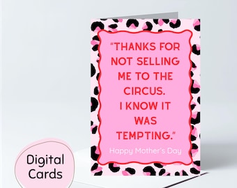 Printable Funny Mothers Day Card, Instant Download, Moms