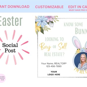 Easter Realtor Marketing Template: Spring Pop By Tag (Canva Editable, Digital Download)