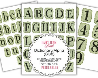 Dictionary Letters,Numbers,Clipart Instant Download, Green