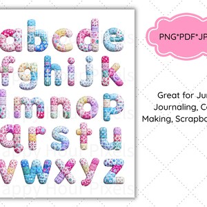 Letras y números de patchwork originales, imágenes prediseñadas para descarga instantánea, estilo patchwork. imagen 3