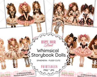 Storybook Dolls Paper Dolls Fussy Cuts, Scrapbook Ephemera (Digital Download)