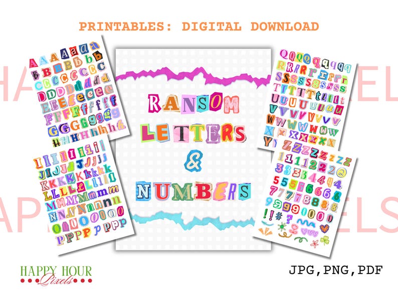 Magazine Alphabet Ransom Note Letters,numbers,clipart Instant Download ...