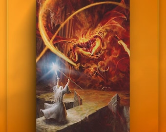 Gandalf vs Balrog Canvas Print | Epic Lord of the Rings Wall Art