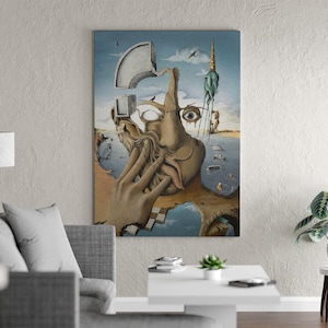 Dali-Inspired Surreal Portrait Art Print: Modern Abstract Wall Decor