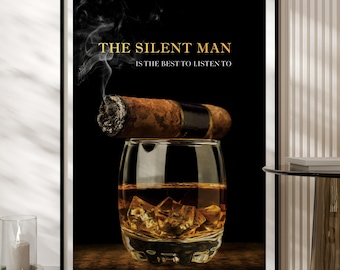 Whiskey and Cigar Canvas Print – Alcohol Bar Wall Art