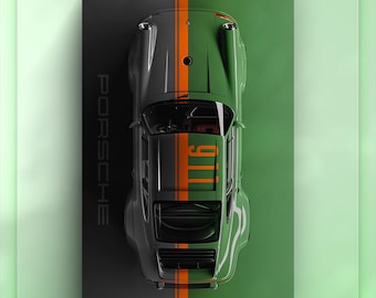Porsche 911 Leinwanddruck | Racing Stripe Automobile Wandkunst