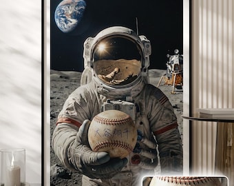 Astronaut Poster, Shohei Ohtani Sign, Baseball Art, Astronaut Print, Vintage Poster, NASA Poster, Space Art, Retro Poster