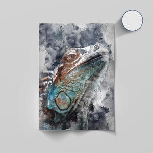 Iguana Poster - Watercolor Animal Artwork - Canvas Poster