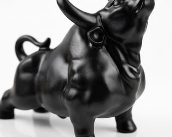 Handcrafted Bull Sculpture - Wall Street Symbol of Wealth (13x12cm)