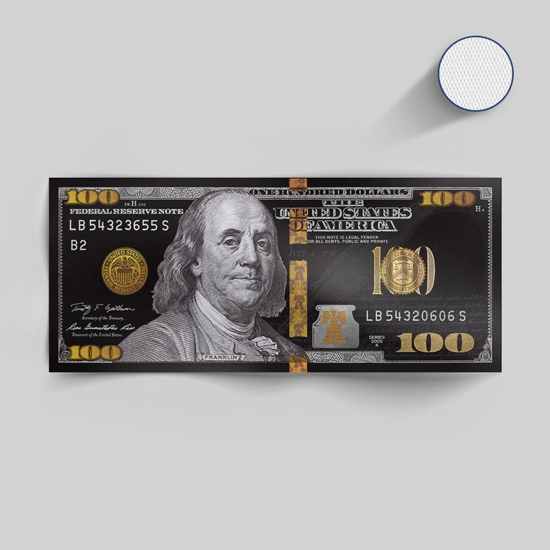 黒と金のドル紙幣アートプリント：現代のお金のポスター - Etsy 日本