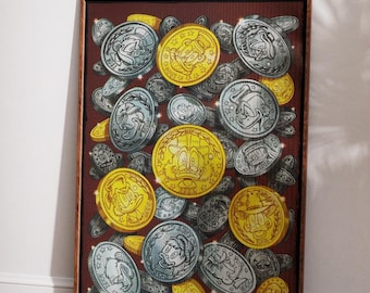 Uncle Scrooge Poster |  DuckTales Vintage Coin Art - Canvas Poster