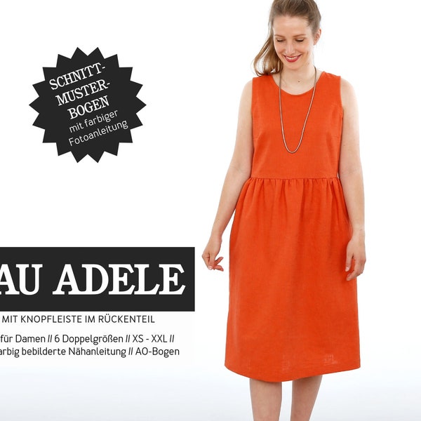 Pattern airy strap dress with button placket - Mrs. Adele by Studio Schnittreif