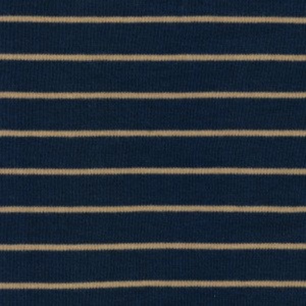 Interlock Jersey Ringel navy/beige - Reststück 120cm - aus Bio-Baumwolle von C. Pauli